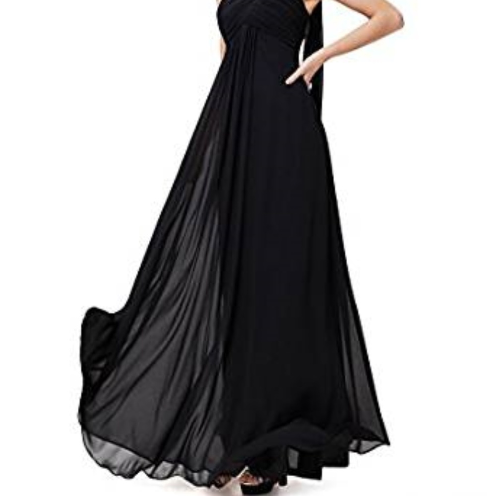 Formal Wedding Bridesmaid Award Ever Pretty Black Gown long Dress - Picture 2 of 8